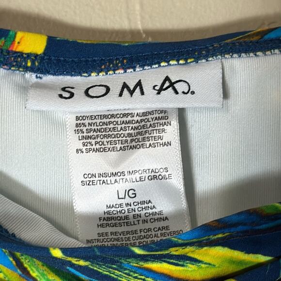 Soma tropical palm print v wire tankini swim suit size large - Picture 5 of 11